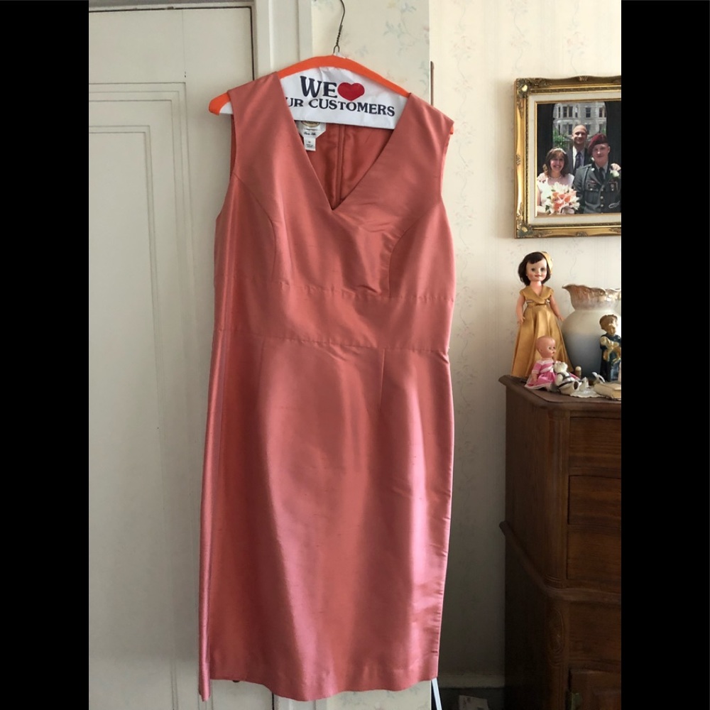 Peach silk sheath dress